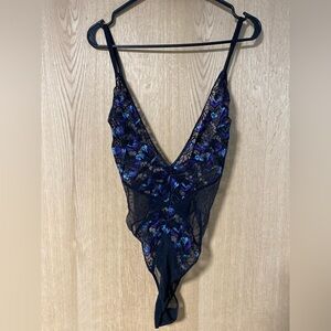 Savage X Fenty Black and Blue Lace Bodysuit